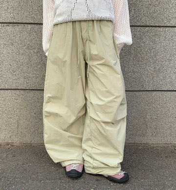 Zevner Banding Nylon Wide Pants